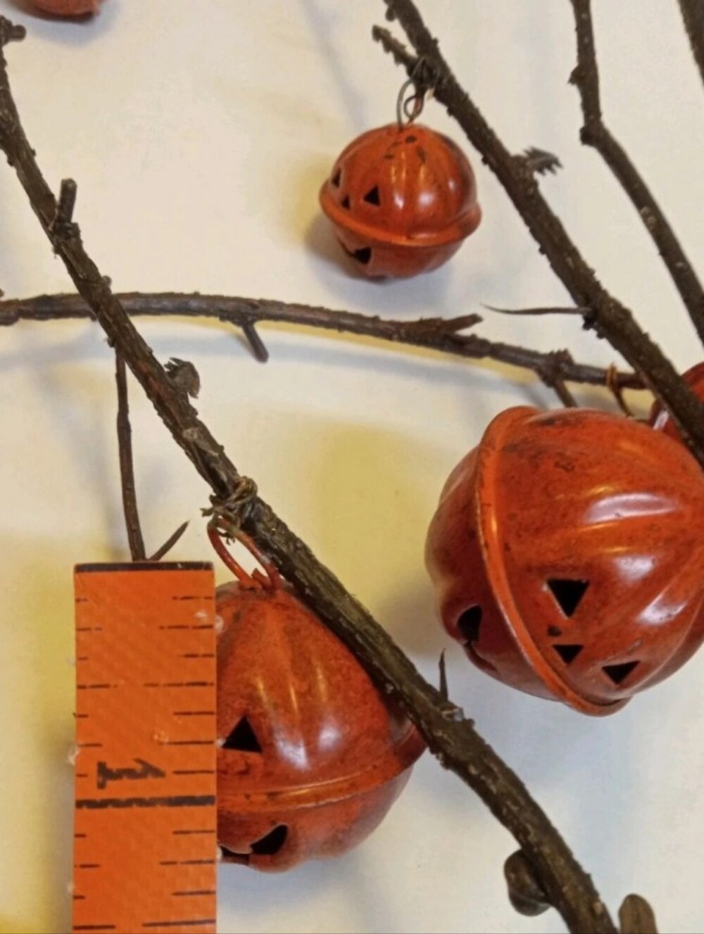 Halloween Fall Jack O Lantern Metal Pumpkin Bells Artificial 2 Stems - Picture 6 of 6